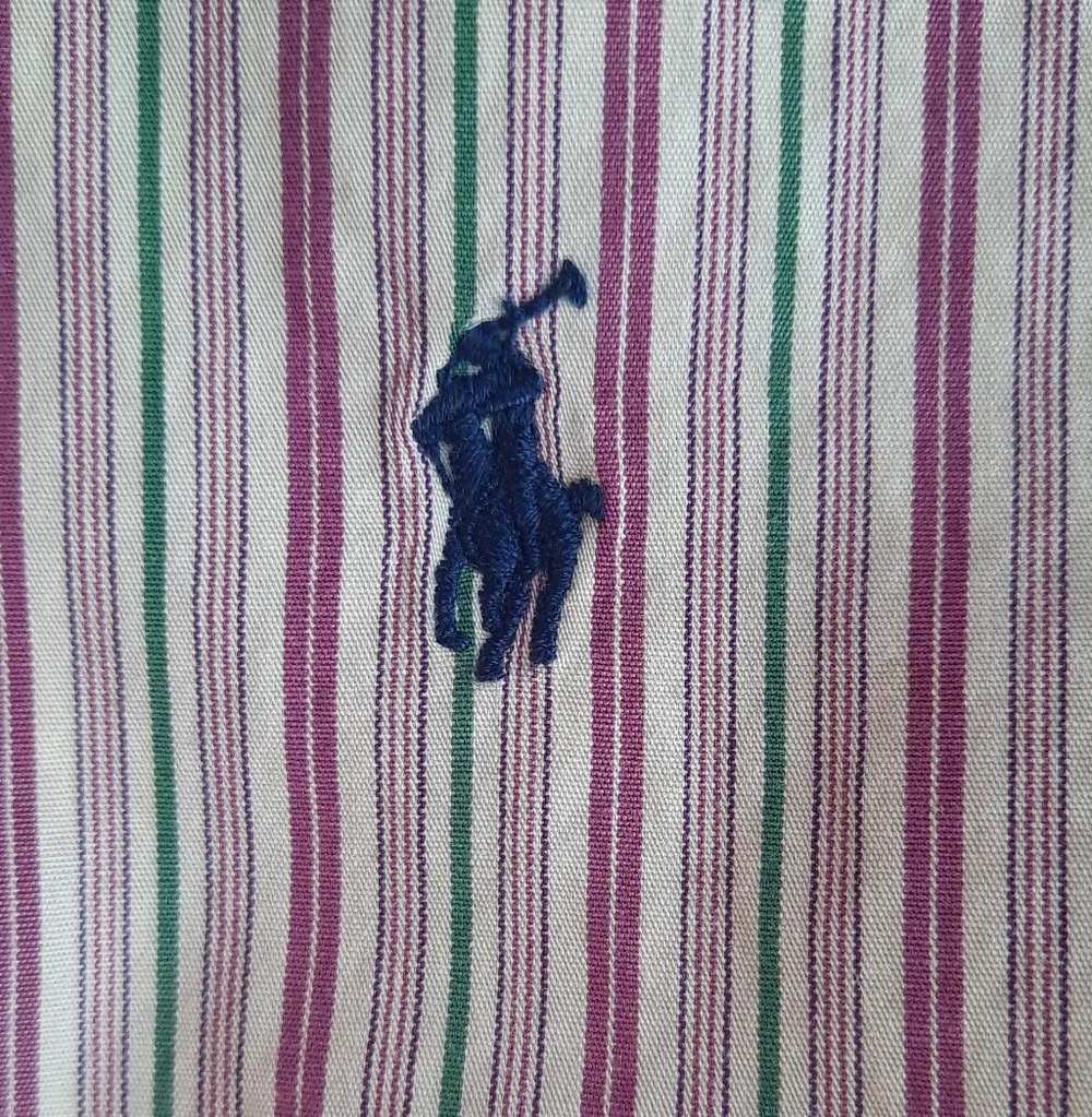 Ralph Lauren Green and Purple Striped Button Down Shirt Size 2T